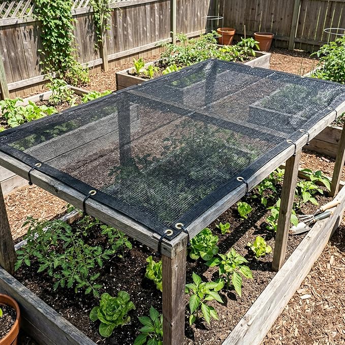 ShadeMart 50% Shade Cloth for Plant, Black 13FT x 44FT Custom Size Outdoor Shade Tarp, Shade Cover with Upgrade Grommets and Zip Ties, Netting Sunblock Net for Vegetables Flower Garden Greenhouse.