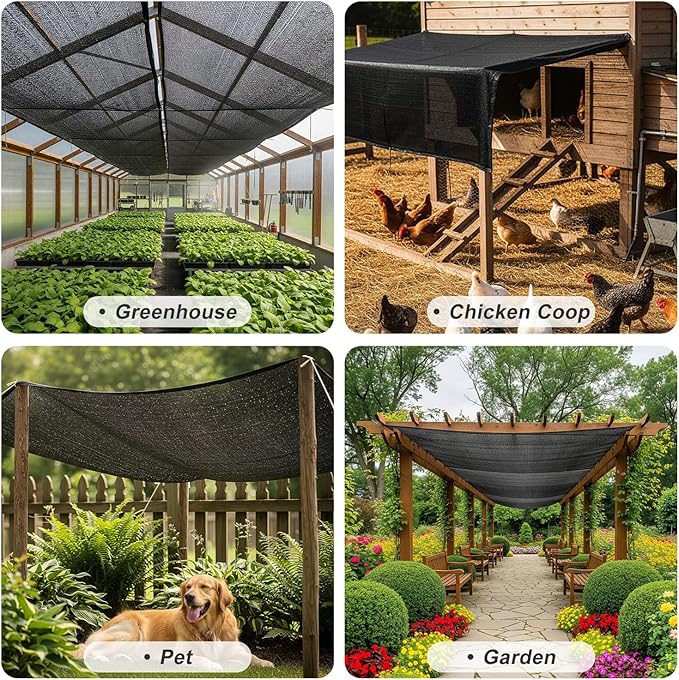 SUNNY GUARD 65-75% Sun Shade Cloth, 3 x 10 FT Black HDPE Mesh – Breathable Garden Shade Cover for Plants, Vegetables, Greenhouse, Patio, Chicken Coop & Dog Kennel