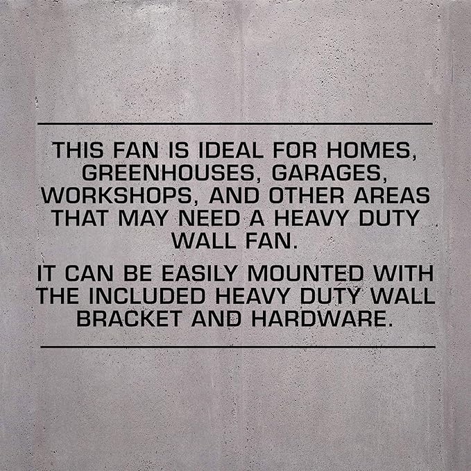 Hurricane Pro High Velocity Oscillating Metal Wall Mount Fan w/ 3 Speeds, Black, 20" - Corded Electric Air Cooling Unit w/ Powerful 4500 CFM Airflow for Home, Garage, Gym, Workshop & Greenhouse