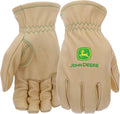 John Deere JD84013-L Men's Water Resistant Leather Gloves, Abrasion Resistant, Tan, Large