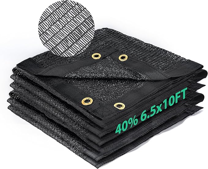 Kesfitt 40% Shade Cloth 6.5x10 ft, Breathable HDPE Mesh Sun Shade Tarp for Garden & Greenhouse, UV Resistant Outdoor Shade Fabric with Copper Grommets for Plants, Patio, Yard