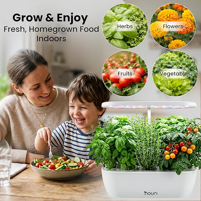 Nouri Hydroponics Growing System, 12 pod APP Smart Indoor Herb Garden Kit with LED Grow Lights, Hydroponic Herb Garden Indoor for Plant Lovers, Gardeners, Kitchen, Lettuce Seeds Included