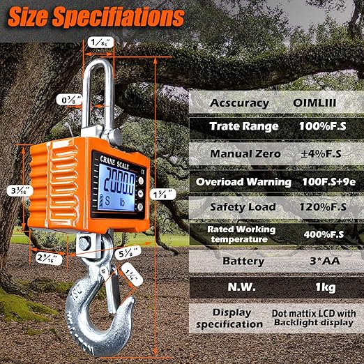 Hanging Scales Digital Weight, 2000LBS Crane Scale with Remote Control, High Precision Heavy Duty Industrial Scale with CE Certified for Farm, Deer, Hunting, Construction