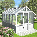 MUPATER 6 × 10 FT Cedar Wood Greenhouse for Outdoors, Outdoor Greenhouse With Polycarbonate Panels, Adjustable Vent Windows and Lockable Door, Wooden Walk-In Green House Kit for Garden, Lawn, Backyard