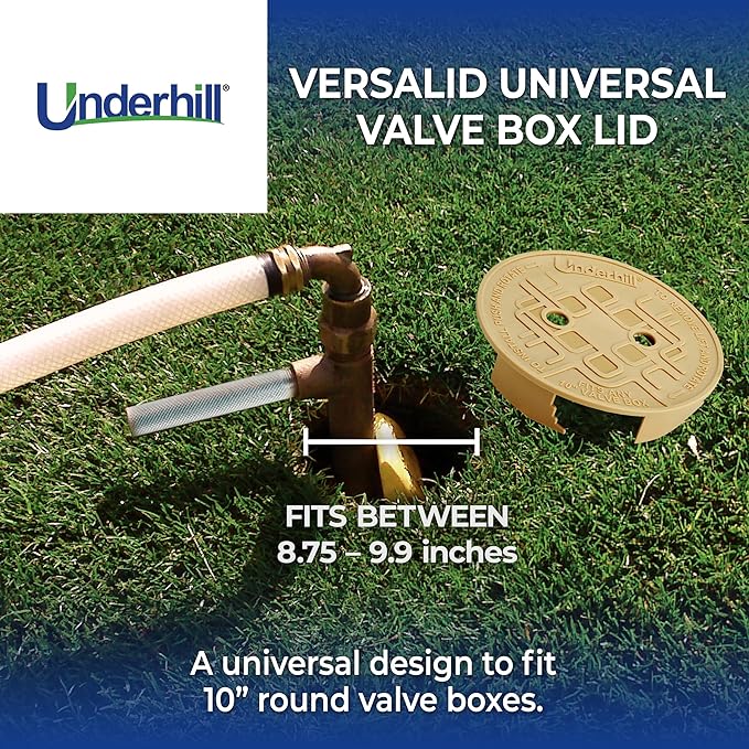 Underhill Sprinkler Valve Round Box Lid, VersaLid 10 Inch Universal Cover for Automatic Irrigation System, Tan, VL-10T