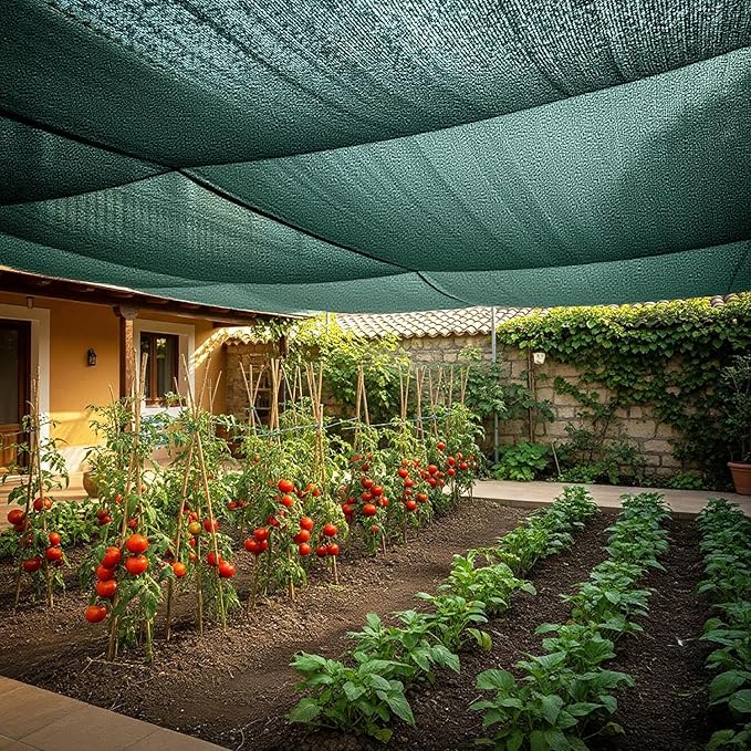 SUNNY GUARD 65-75% Sun Shade Cloth, 12 x 16 FT Green HDPE Mesh – Breathable Garden Shade Cover for Plants, Vegetables, Greenhouse, Patio, Chicken Coop & Dog Kennel