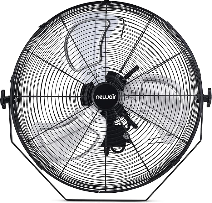 NewAir 20" High Velocity Outdoor Fan, Heavy Duty Waterproof 2-in-1 Floor Stand or Wall Mount Fan, Adjustable Tilt and 3 Speeds up to 4650 CFM | Wall Fan or Garage Fan for Indoor, Patio, Gym or Porch