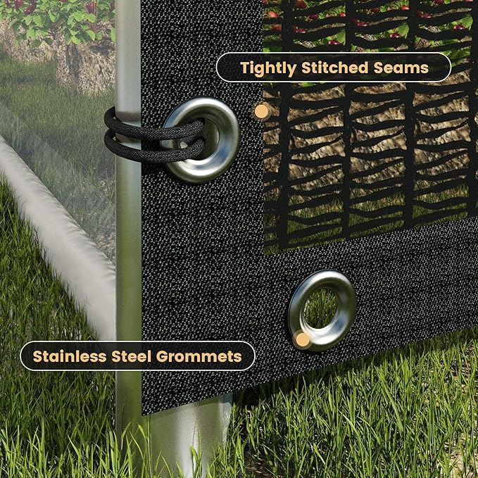 DIFY 12×12 FT, 90% Shade Fabric Sun Shade Cloth with Grommets, Black Outdoor Mesh Trap for Garden Plants Cover, Greenhouse, Chicken Coop, Black Patio Netting