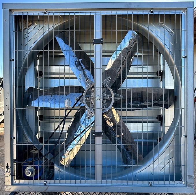 One 40" Belt Driven Greenhouse Exhaust Fan with Shutter, 40" Square Housing, 36" Blade, 18500 CFM, Commercial Agricultural Barn Shop Warehouse Ventilation Fan, 1HP 110V Motor, Open Box Condition