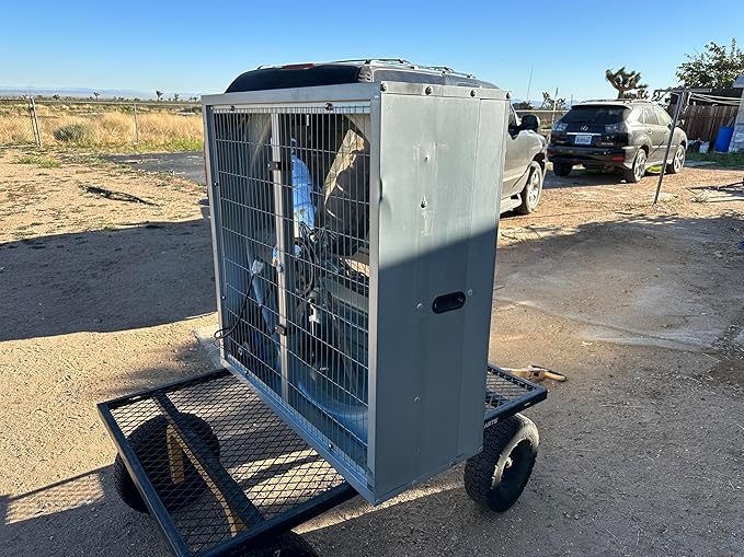 One 40" Belt Driven Greenhouse Exhaust Fan with Shutter, 40" Square Housing, 36" Blade, 18500 CFM, Commercial Agricultural Barn Shop Warehouse Ventilation Fan, 1HP 110V Motor, Open Box Condition
