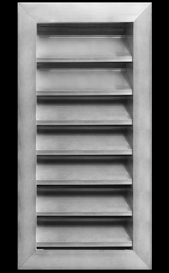 HVAC Premium 6"W x 16"H Aluminum Exterior Gable Louver Vent for Walls & Crawlspace - Weather-Resistant Air Grille with Screen Mesh - [Outer Dimensions 7.75"W x 17.75"H]