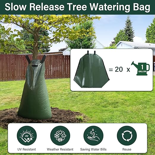 3 Pack Tree Watering Bags, 20 Gallon Slow Release Gator Bags for Trees, Durable PVC Tree Drip Irrigation Bags with Heavy Duty Zipper, Deep Root Targeting