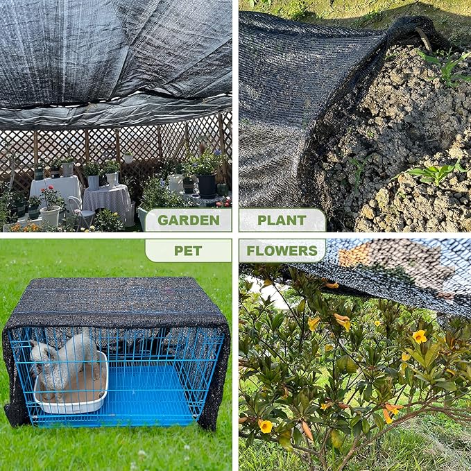 50% Shade Cloth, 6.5x16.5FT Black Sun Shade Cover for Plants, Garden, Greenhouse, Patio, Chicken Coop