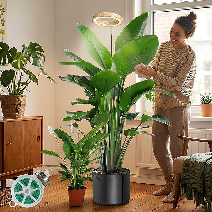 Grow Lights for Indoor Plants Full Spectrum,6.3" LED Wood Grain Plant Grow Light, 9.8-65in Height Adjustable Plant Lights Growing Lamp with Auto Timer 3H/9H/12H,10 Dimmable Levels (Wood Grain 1 Pack)