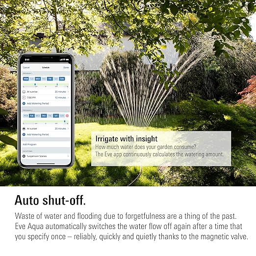 Eve Aqua (Apple Home), 2-Pack – Smart Water Controller for Apple Home app or Siri, irrigate Automatically with schedules, Easy to use, Remote Access, no Bridge, Bluetooth/Thread