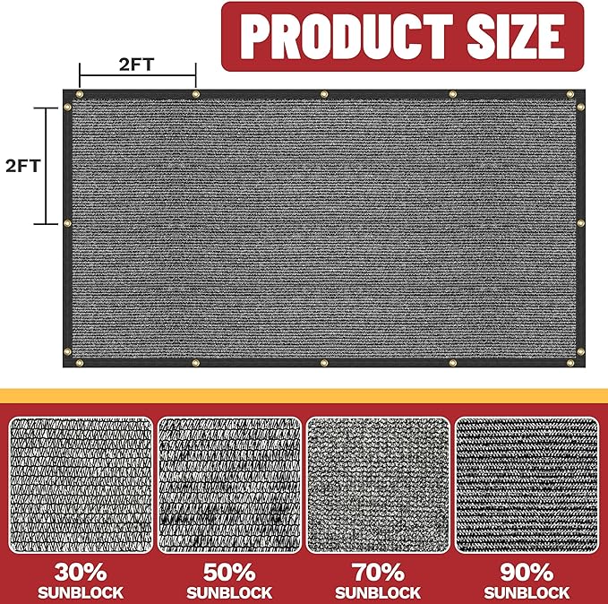 ShadeMart 50% Shade Cloth for Plant, Black 8FT x 12FT Outdoor Shade Tarp, Shade Cover with Upgrade Grommets and Zip Ties, Netting Sunblock Net for Vegetables Flower Garden Greenhouse, We Custom Size