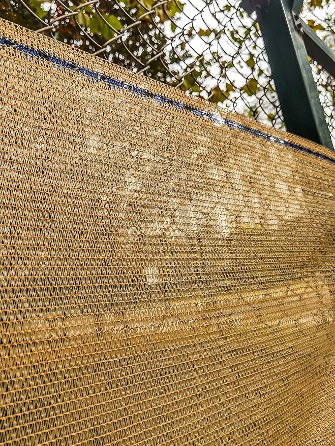 [WindscreenSupplyCo] 60% 5'10'' x 100 FT Eyelets Shade Cloth Roll Sunblock Shade UV Resistant Net for Garden Greenhouse Flower Plant Patio Kennel, Tan - PS6160TAN
