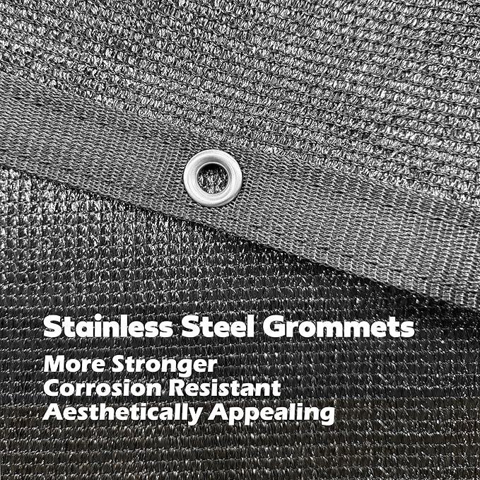 10x14 ft Shade Cloth 40-50% UV Block Mesh Black Tarp with Durable Stainless Steel Grommets for Patio, Garden, Pergola, Greenhouse, Plant, Dump Truck, Leaf Pool Cover