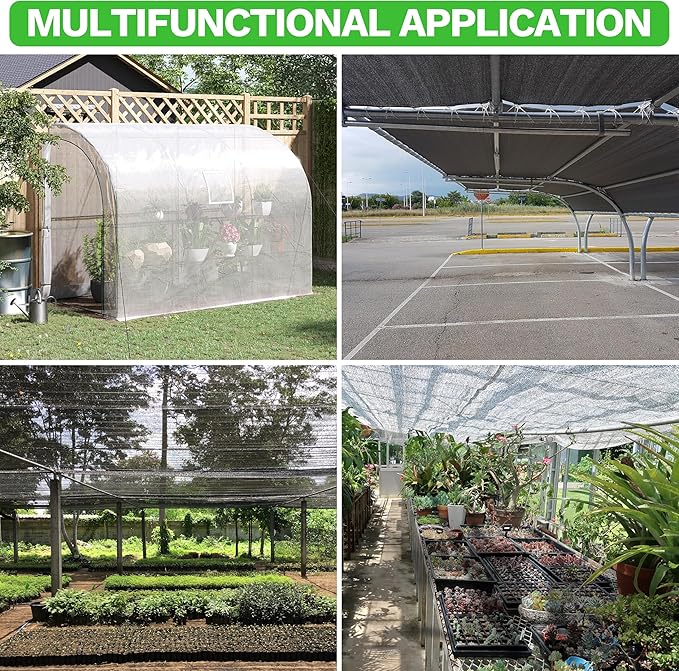 ColourTree 50% Black Shade Cloth, 16FT x 16FT Mesh Tarp, UV Resistant Netting with Upgrade Grommets for Plant Cover, Greenhouse, Chicken Coop, Barn, Kennel, Garden (We Make Custom Size)