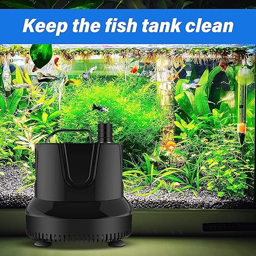 Simple Deluxe 660GPH 45W Bottom Suction Water Table Pump (2500L/H) with 3 Nozzles for Fish Tank, Pond, Aquarium, Hydroponics, Fountains, Black