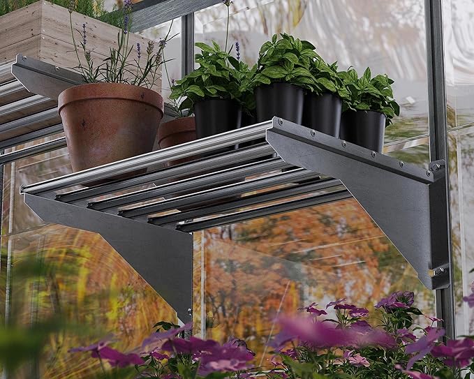 Palram - Canopia Greenhouse Accessories Bundle Kit with Heavy Duty Aluminum Shelves, Drip Irrigation Lines, Automatic Vent Opener to Control Temperature and Plant Hangers for Vines and Hanging Baskets