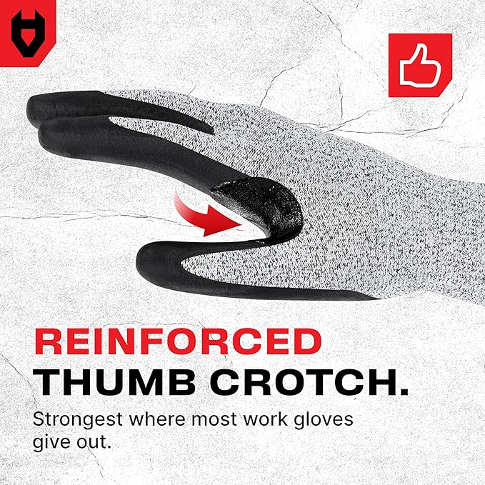 NoCry Professional Cut Resistant Work Gloves for Men and Women with Firm Grip and Waterproof Palms — Touchscreen Tips & Reinforced Thumb — Ideal for Cutting, Slicing and Dicing