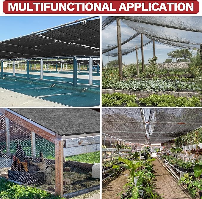 ShadeMart 30% Shade Cloth for Plant, Black 12FT x 16FT Outdoor Shade Tarp, Shade Cover with Upgrade Grommets and Zip Ties, Netting Sunblock Net for Vegetables Flower Garden Greenhouse, We Custom Size