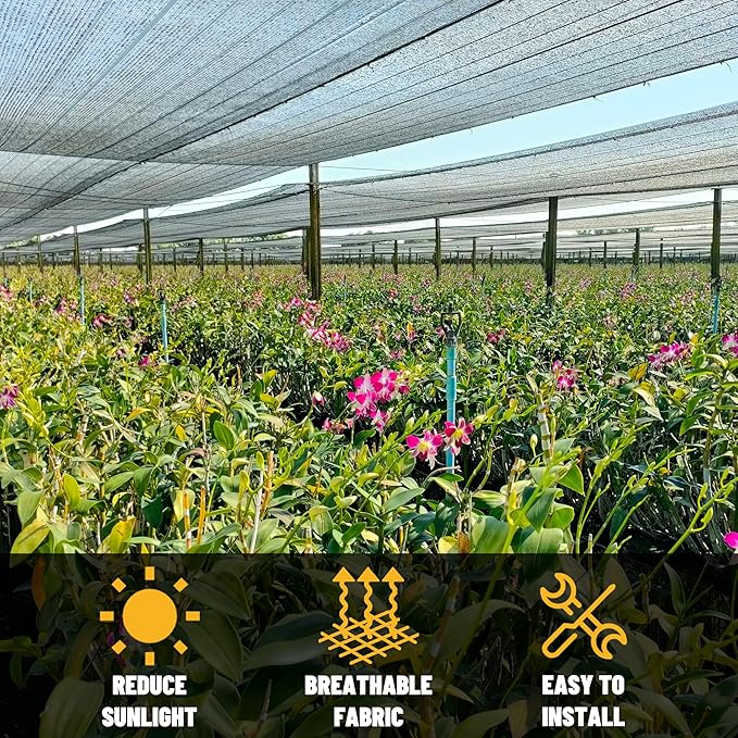 ColourTree 50% Black Shade Cloth, 12 FT x 12 FT Mesh Tarp, UV Resistant Netting with Upgrade Grommets for Plant Cover, Greenhouse, Chicken Coop, Barn, Kennel, Garden (We Make Custom Size)
