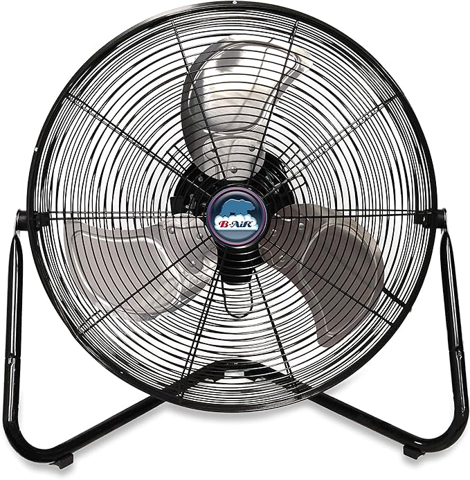 B-Air Firtana 20" High Velocity Electric Garage Floor Fan for Industrial and Home Use with 3-Speeds and Tilt Adjustable Fan Head, SAFF-20, Black
