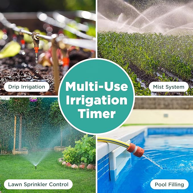 Pine Tree Tools Hose Timer - Programmable Water Timer for Garden, Automatic & Manual Watering System, Outdoor Faucet for Lawn, Garden & Yard, Battery Operated, 2 Outlet Hose Watering